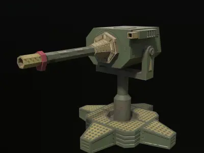 Machinegun Turret PBR Low-poly 3D model