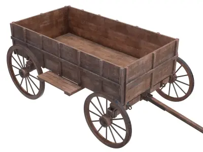 wooden cart 3D model purchase