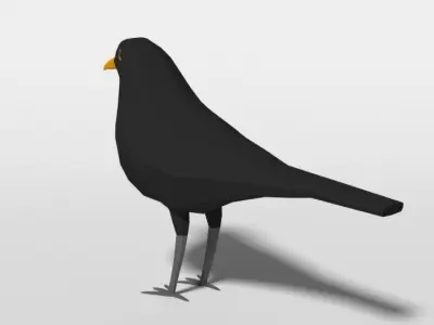 Low Poly Cartoon Blackbird Low-poly 3D model