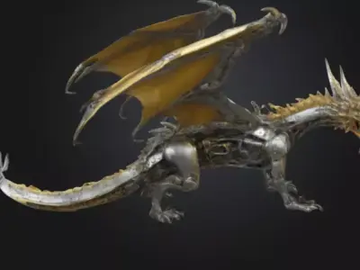 Dragon mechanic Low-poly 3D model