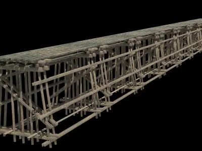 Wood Trestle 2 Lod Low-poly 3D model