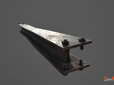 Metal beam Factory Version 001 Low-poly 3D model