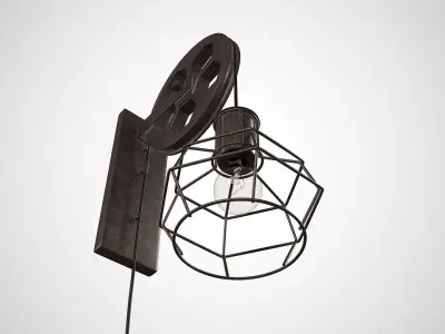 Industrial lamp with wheel 3D model