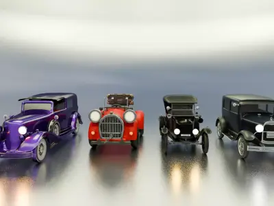 Vintage Classic Cars Collection 3D Model Pack Low-poly 3D model