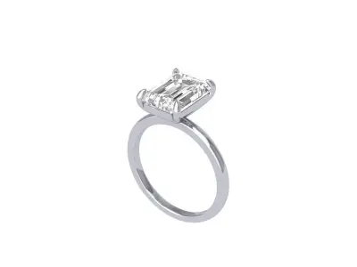Emerald Solitaire Ring 3D print model 7