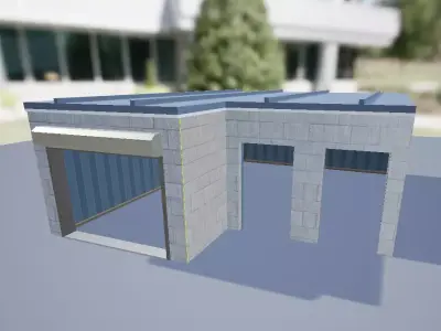Low-poly 3D model garage Free low-poly 3D model