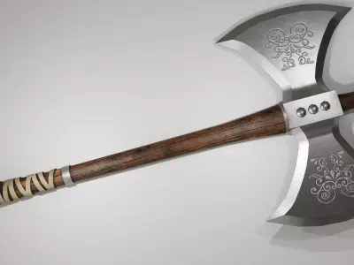 Medieval Battle Axe Low-poly 3D model shop