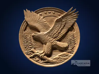 Eagle Emblem Round - CNC Router Carving Casting animal 3D print model