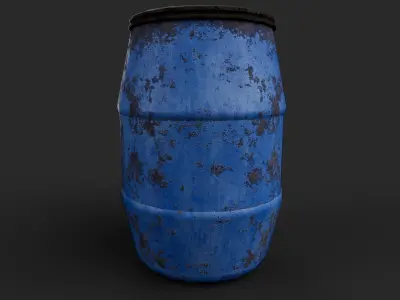 Blue drum  Low-poly 3D model
