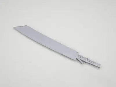 Game asset Unique Battle Blade with Leather Grip 3D model