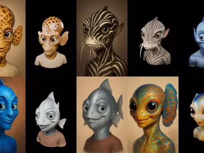Head Fish bundle 1 pack 100 glb 3D model