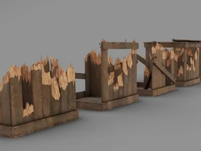 Damaged Crates  Low-poly 3D model