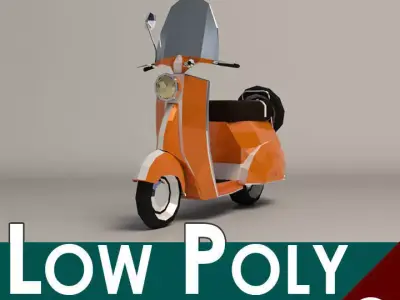 Low-Poly Cartoon Vespa Scooter Low-poly 3D model buy