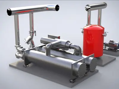 Equipment for pumping units compressors  tanks  heat exchangers 3D model