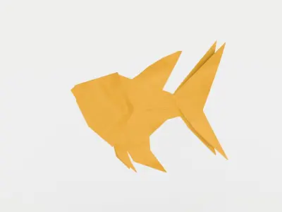 Origami Gold Fish Low-poly 3D model