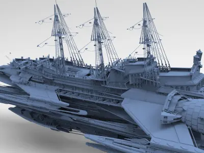 Sci-Fi Captain Blackbeard Ship 3D model