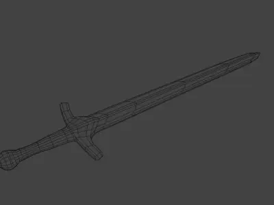 iron sword with a golden hilt Low-poly 3D model