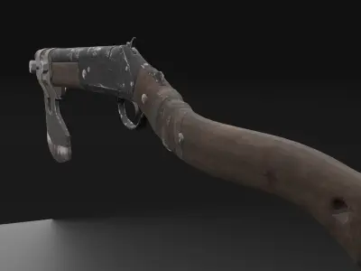 Shotgun-Axe PBR Game READY gun with blood Low-poly 3D model