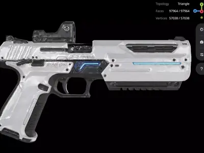 White Pistol 3D model buy