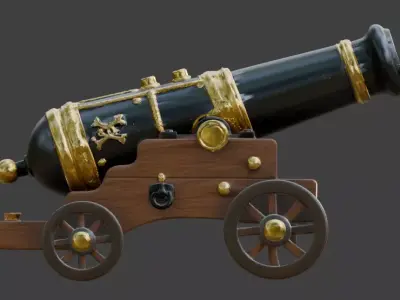 Ornate Stylized Pirate Cannon 3D Model Low-poly 3D model