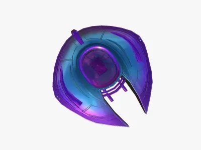 Alien Spaceship UFO D04 Purple Blue - Sci Fi Spacecraft Design Low-poly 3D model