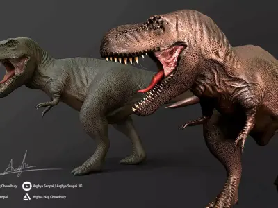 T-Rex Game Asset rigged Low-poly 3D model