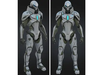 Futuristic Elite Android Low-poly 3D model