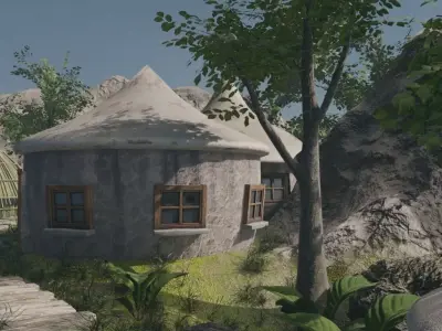 Tranquil Village Landscape 3D model