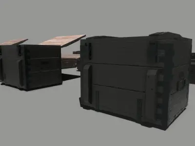 Pack - wood ammo boxes - 16 variants - 1 material for all  Low-poly 3D model