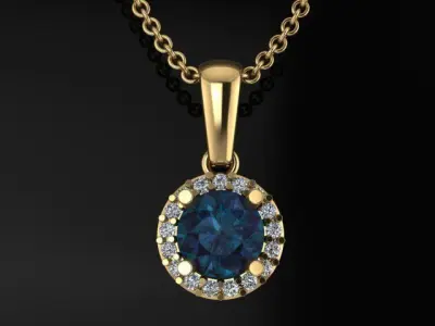 Dainty Round Halo Pendant with bell 6mm 3D print model
