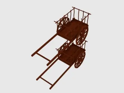 Hanley Sk Red River Cart Low-poly 3D model