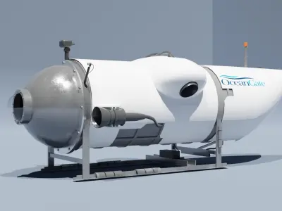 Ocean Gate Titan submarine implosion animation Low-poly 3D model