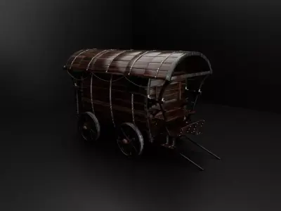 Vintage Horse Carriage Low-poly 3D model