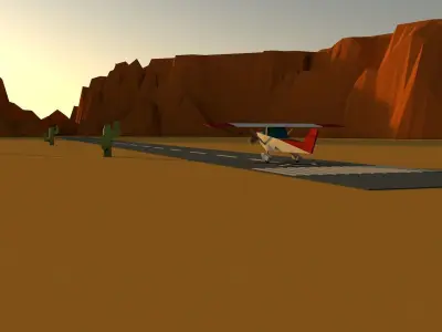 low poly cessna airplane flying Low-poly 3D model