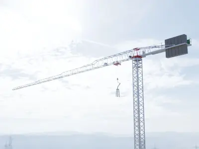 Flat Top Tower Crane 3 - Construction Crane 3D model
