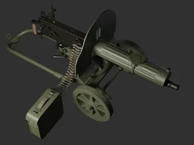 Maxim machine gun Low-poly 3D model
