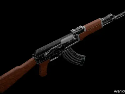 Game READY AK-47 Assault riffle with textures Low-poly 3D model