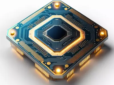 Futuristic Data Chip with Glowing Circuits 3D model
