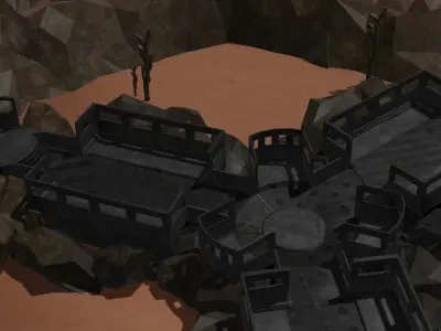 Tower defance map Low-poly 3D model