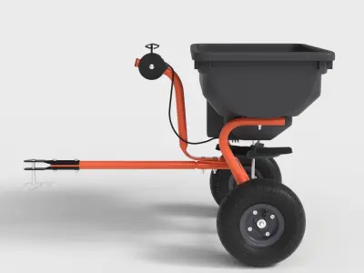 PUSH BROADCAST SPREADER CART Low-poly 3D model