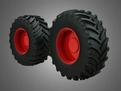 Tractor Tires and  Rims - T07 3D model