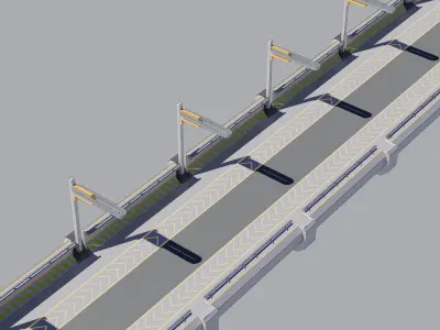 Sci-fi Modular Uncovered Elevated Walkway  3D model