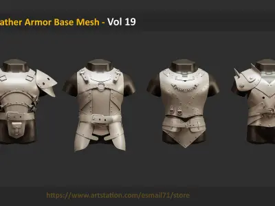 20 Leather Armor Base Mesh - Vol 19 Low-poly 3D model