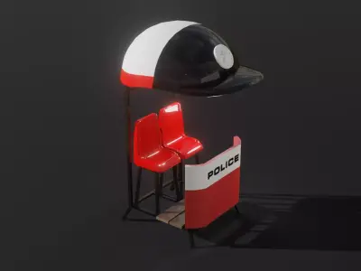 Police booth 3D model Low-poly 3D model