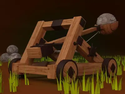 Medieval Catapult - Not Rigged 3D model