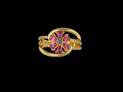 Preety Daimond Flower Ring 3D print model