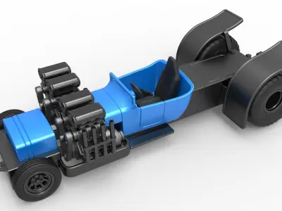 Pulling truck 2wd Hot rod 2 V8 Version 2 Scale 1 to 25 3D print model