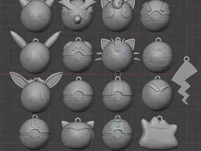 Pokemon Christmas balls decorations 3D print model