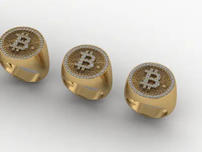 Bitcoin ring 5 sizes Low-poly 3D model