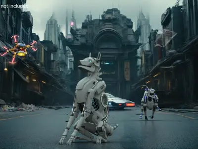 Sitting Futuristic Robotic Dog White 3D model